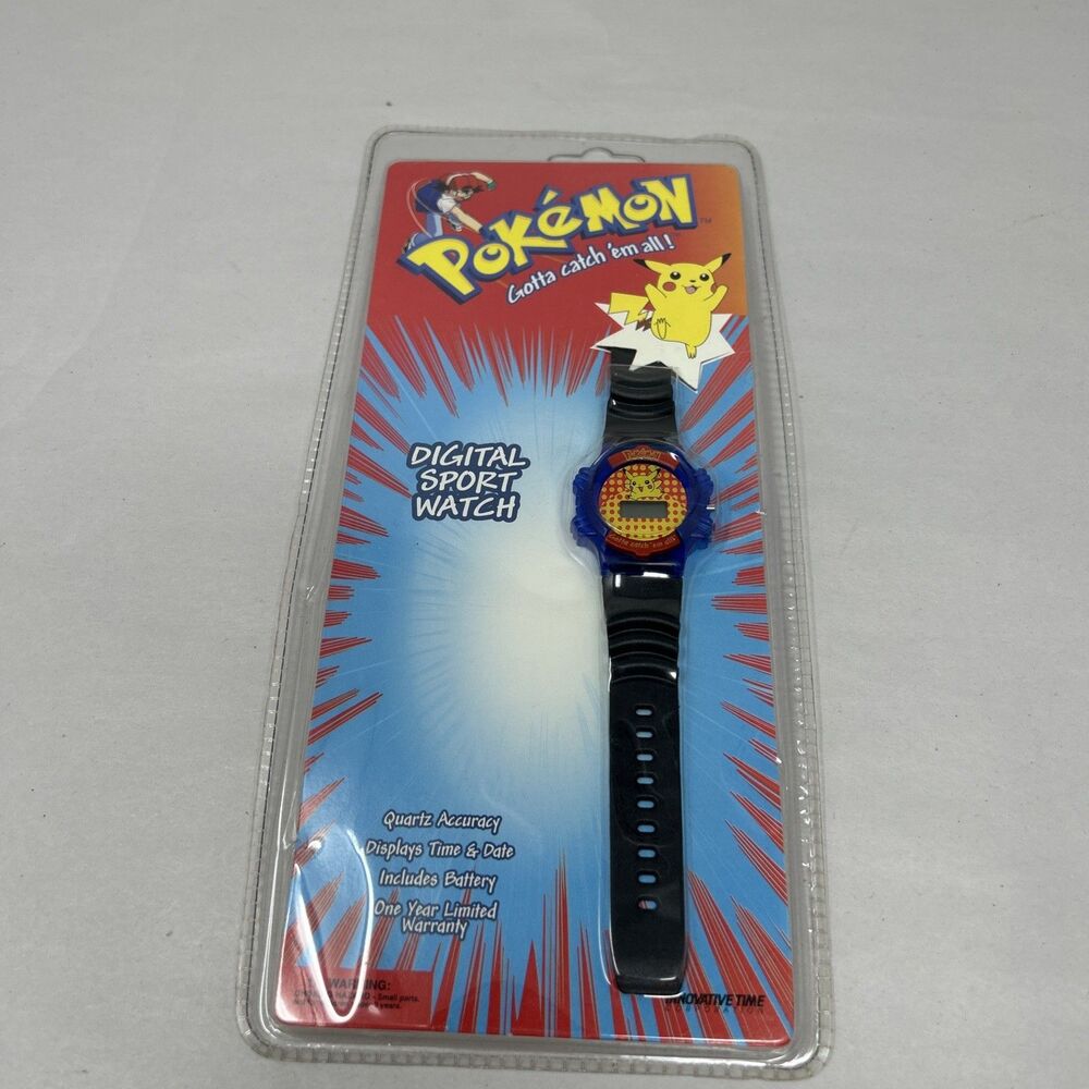 Vintage 1999 Nintendo Pokemon Digital Sport Watch Pikachu New